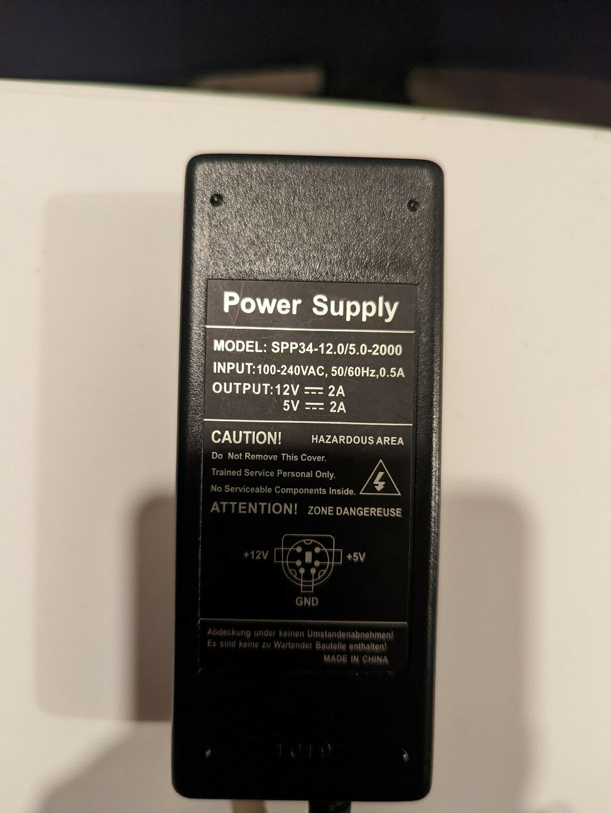 SPP34-12.0/5.0-2000 AC Adapter 12V 2A 5V 2A 100-240V