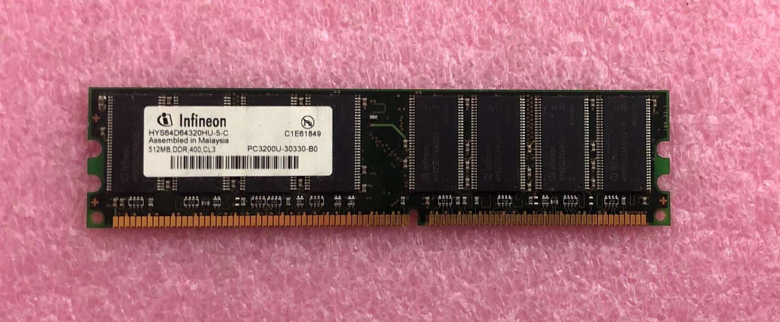 1 X 512MB INFINEON PC-3200U DDR-400 NON-ECC MEMORY HYS64D64320HU-5-C