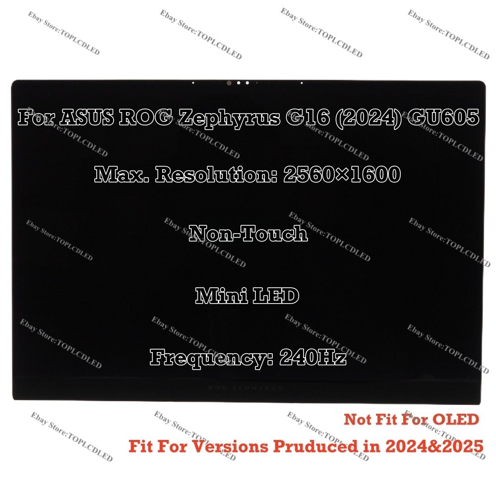 ASUS ROG Zephyrus G16 GU605 GU605MI QHD+ 240Hz OLED Non-Touch Screen Assembly