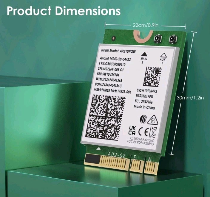 WiFi 6E Card M.2 Intel AX210 WiFi Bluetooth5.3 Tri-Band PC M.2 WiFi Network Card