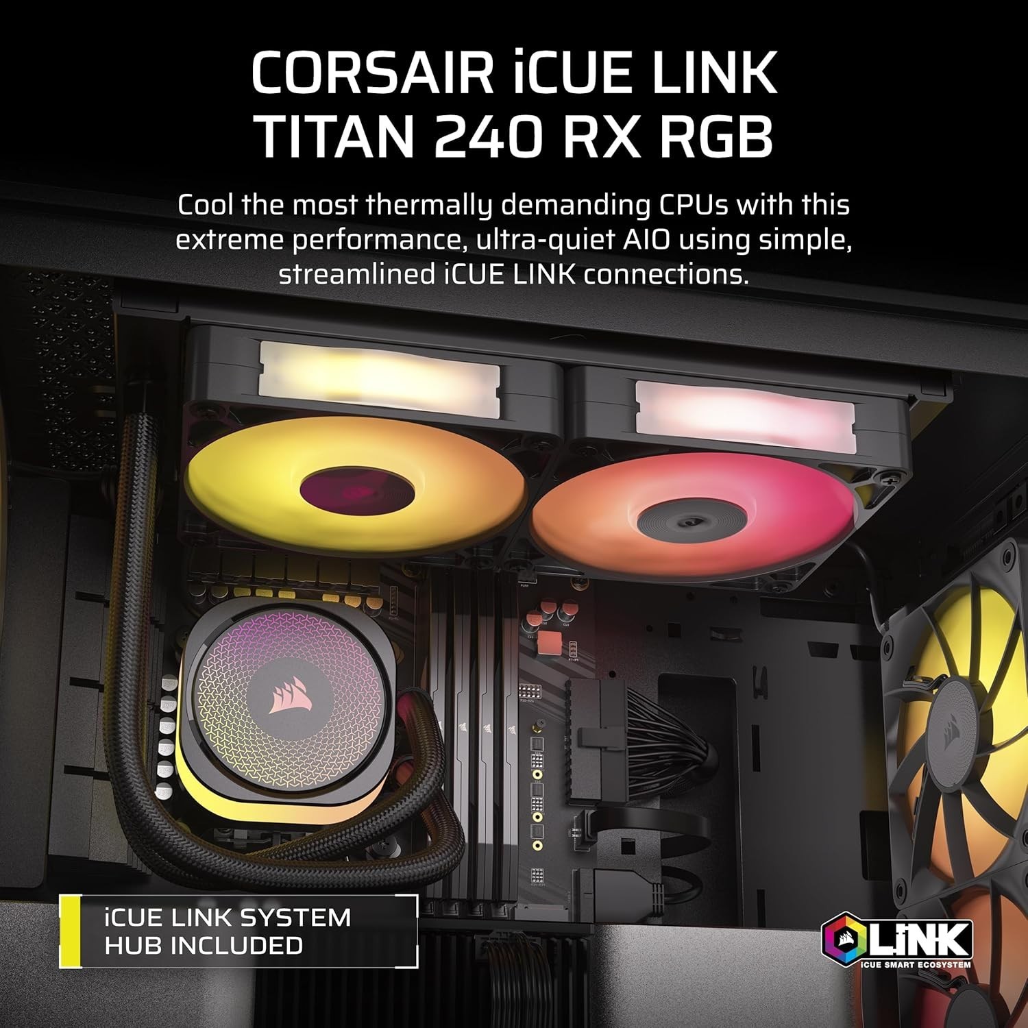 CORSAIR iCUE Link Titan 240 RX RGB Liquid CPU Cooler/ 240mm AIO/Low Noise-Black