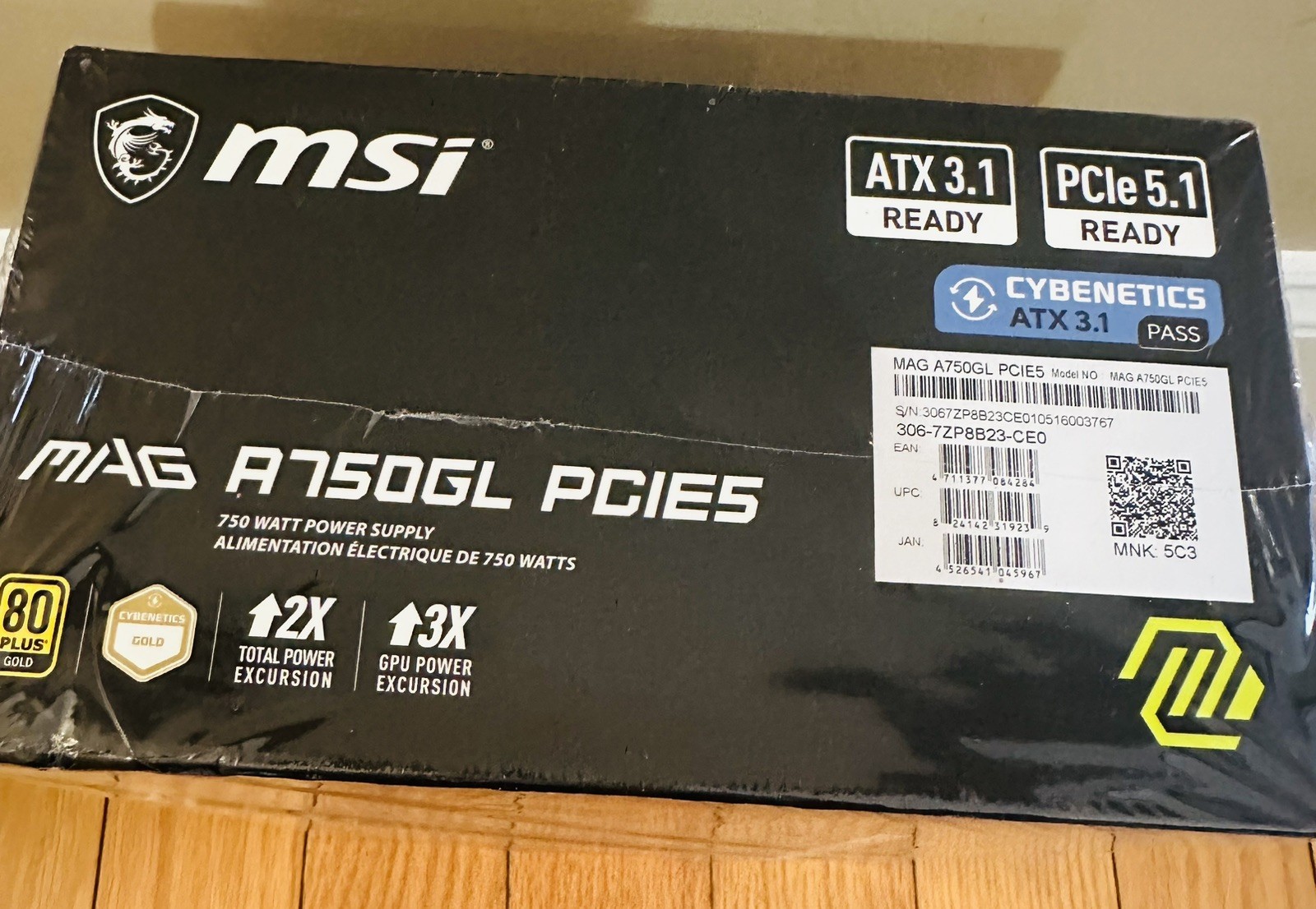 MSI – MAG A750GL PCIE 5 750W ATX 3.1 Full Modular 80+ Gold Gaming Power Supply