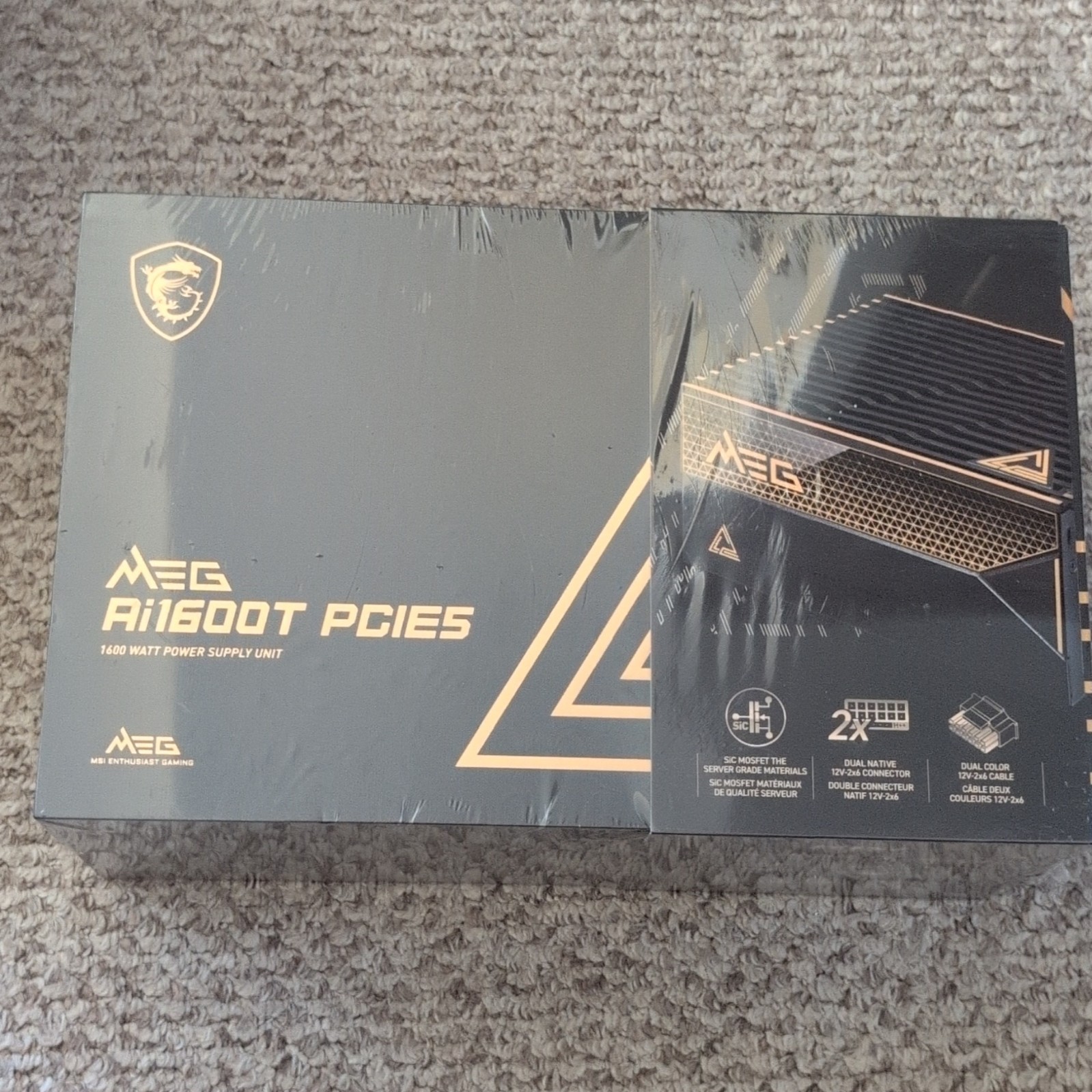 MSI MEG AI1600T PCIE5 1600W ATX Power Supply Unit PCIe 5.1 16-Pin 100-240V