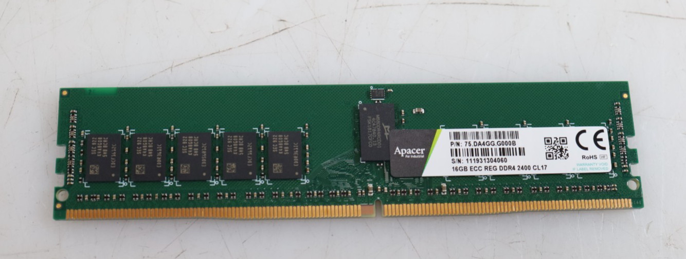 16GB Apacer 75.DA4GG.G000B PC4-19200 DDR4-2400 ECC RDIMM Server Memory