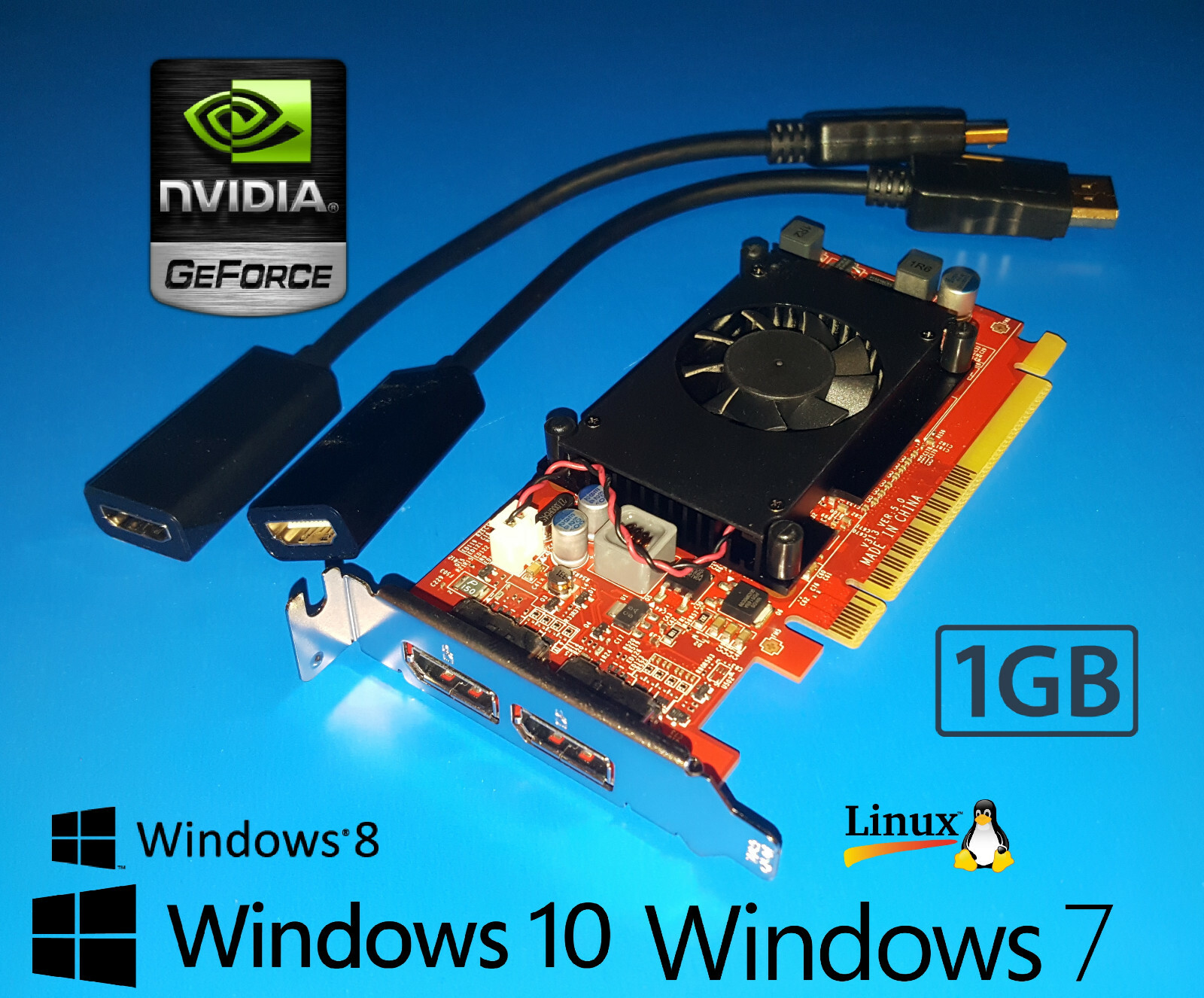 Windows 11 Dell Optiplex SFF 1GB NVIDIA GeForce Video Card w/ Dual HDMI