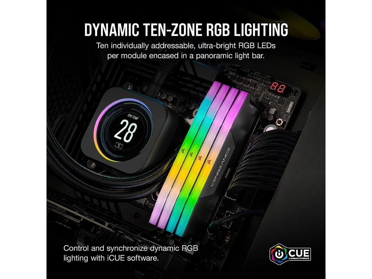 CORSAIR Vengeance RGB 96GB (2 x 48GB) 288-Pin PC RAM DDR5 6600 (PC5 52800) Deskt