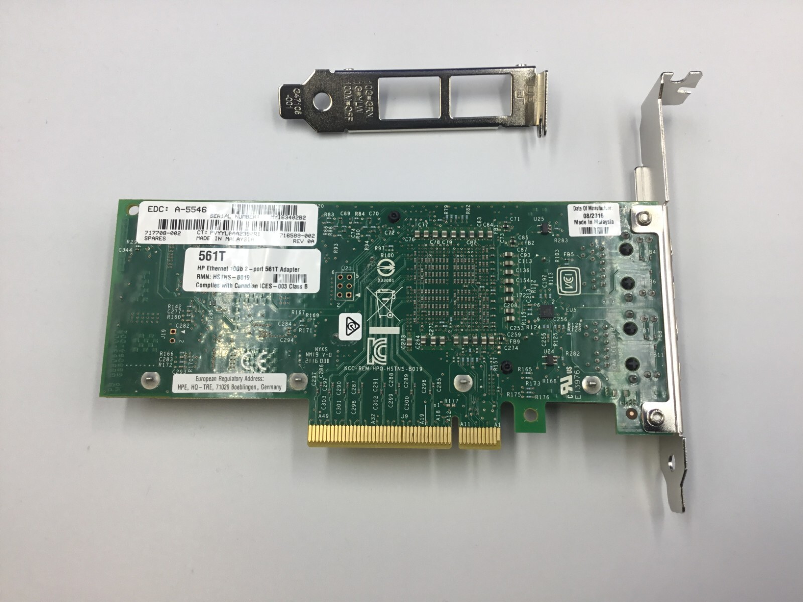 HP 716589-001 Ethernet 10GBase-T 2-port 561T Adapter 716591-B21 717708-001