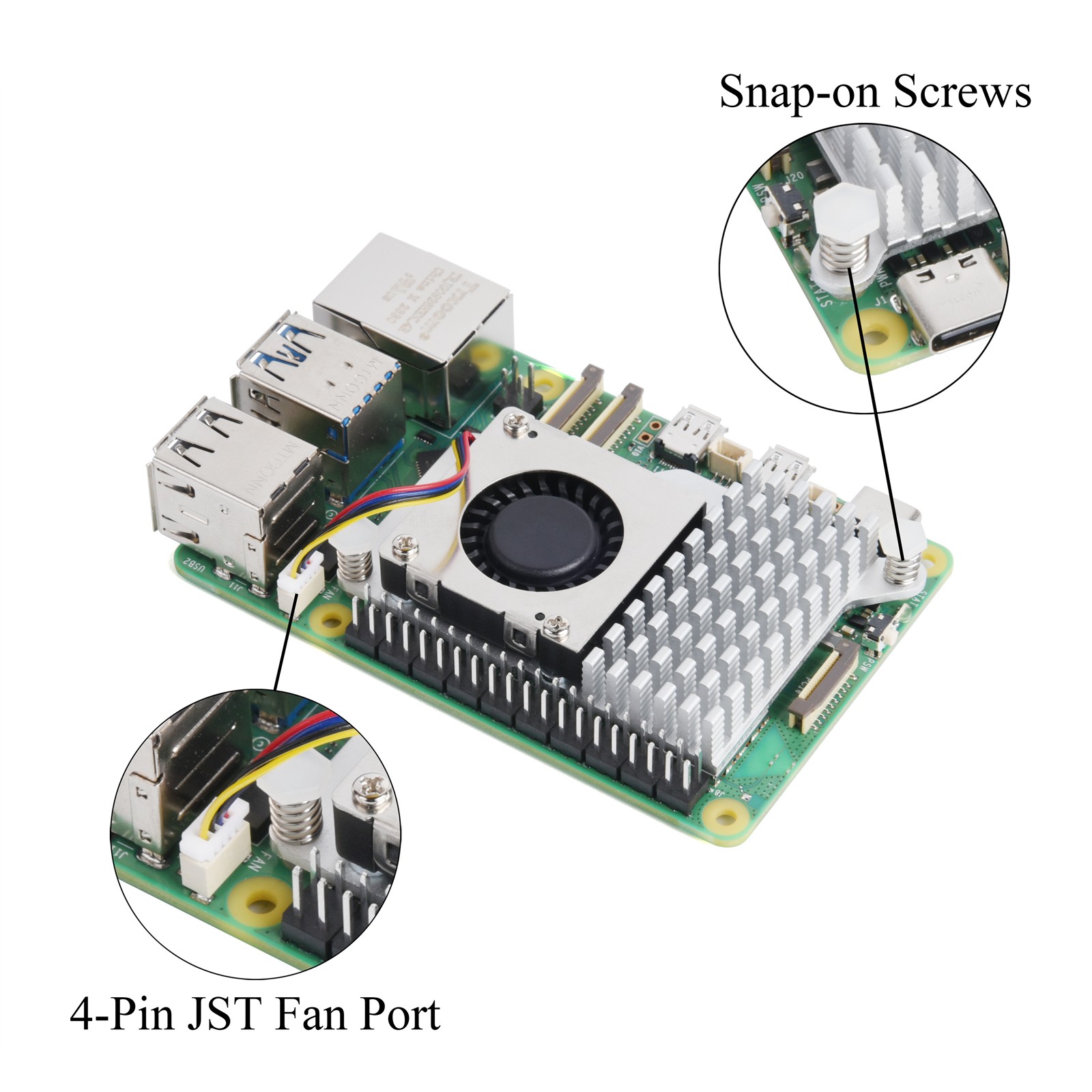 Raspberry Pi Heatsink Cooler Fan DC 5V Support PWM Speed Control