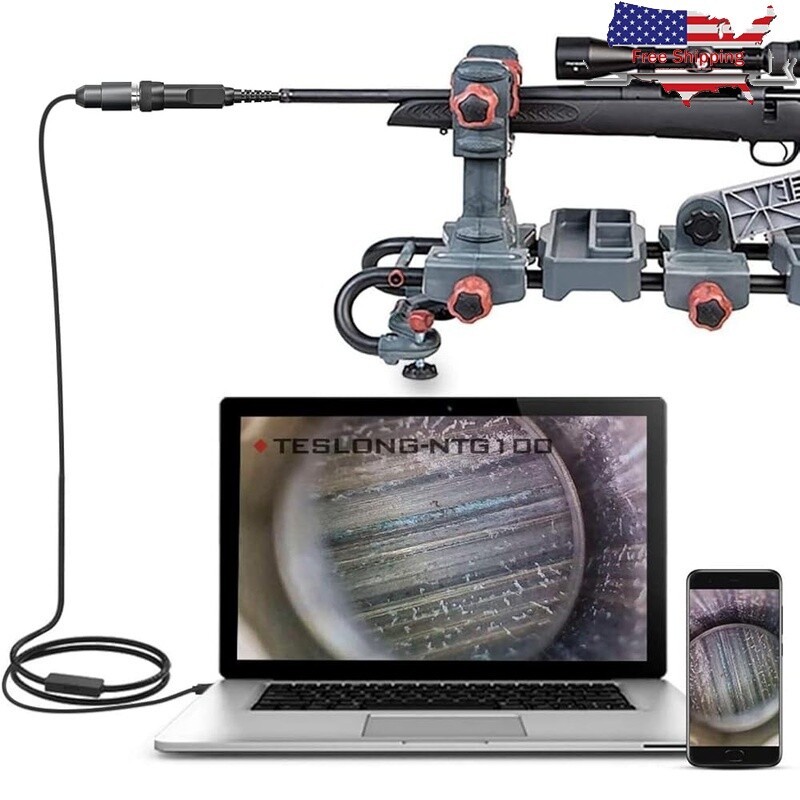 Borescope Rifle Inspection Camera Caliber Firearms W/ LED Light & Mirrors Black