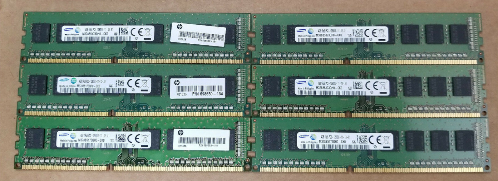 6x Samsung 4GB (24GB total) 1Rx8 PC3-12800U-11-13-A1 M378B5173QH0-CK0 Memory
