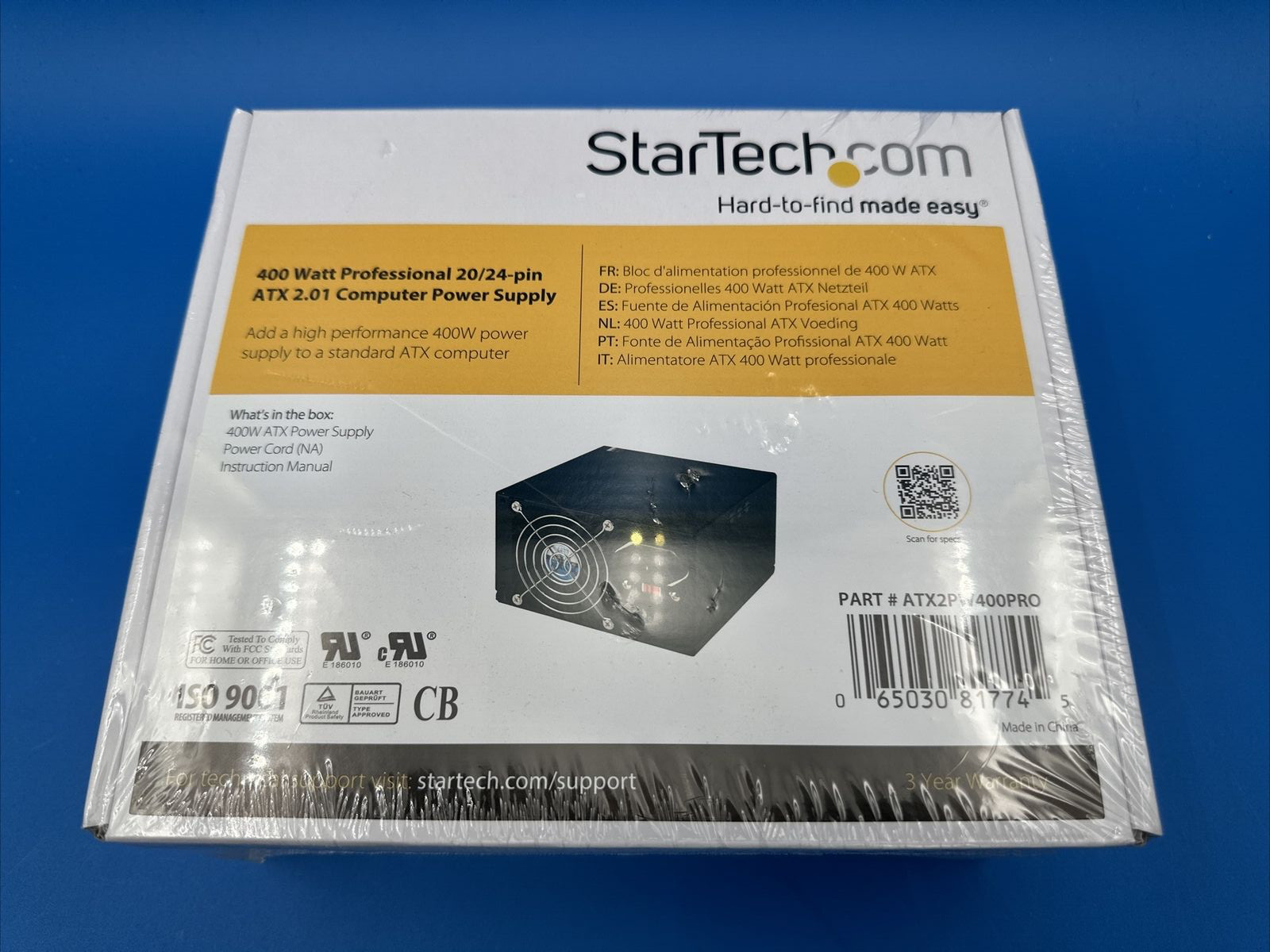 NEW STARTECH 400W ATX POWER SUPPLY ATX2PW400PRO