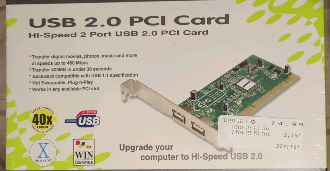 IOGEAR Hi-Speed USB 2.0 FireWire Combo PCI Card Model GUF320 *UPC REMOVED, NEW**