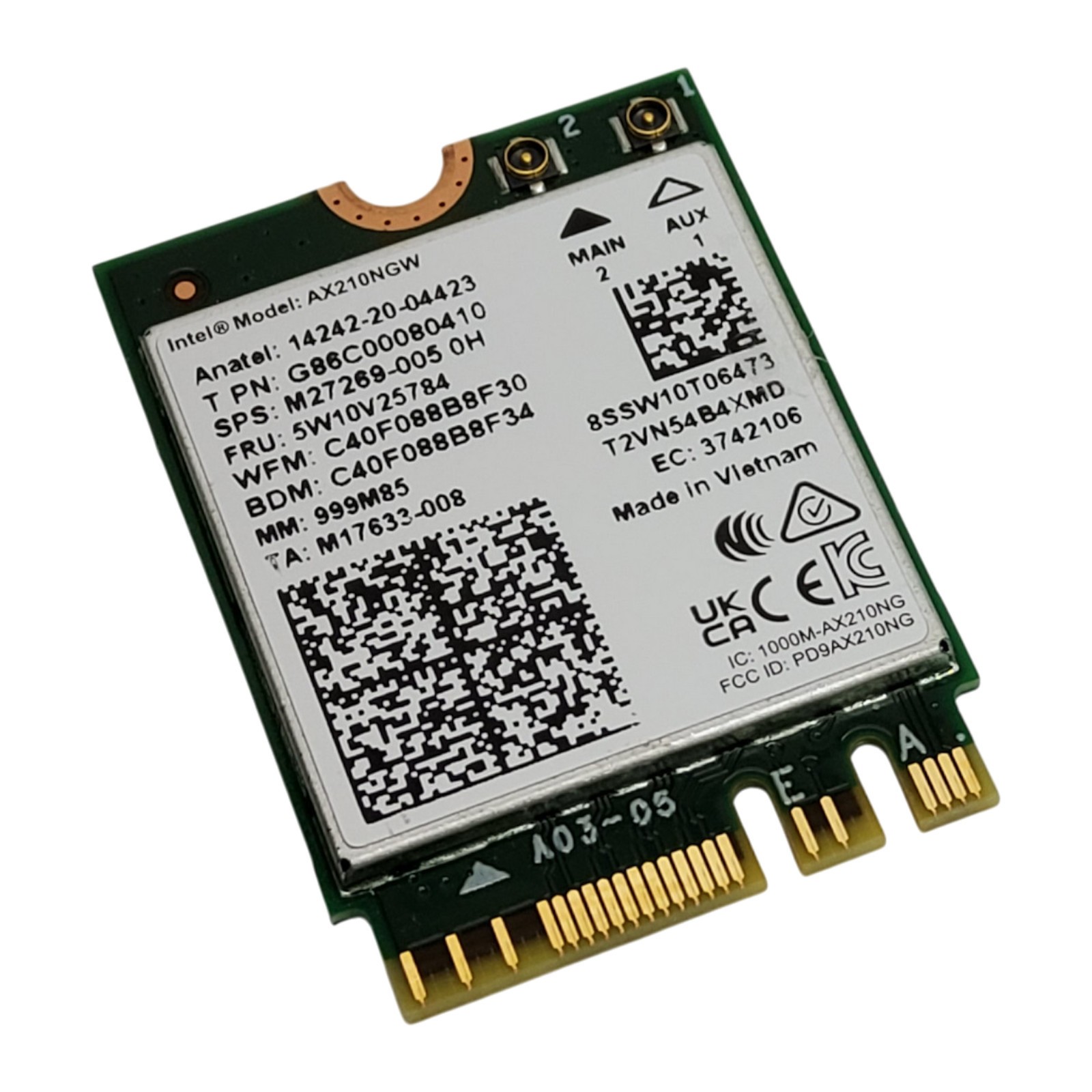 Intel AX210NGW Wi-Fi 6E AX210 Bluetooth 5.2 M.2 2230 Wireless Card
