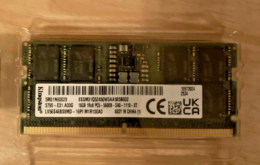 16GB Kingston DDR5 5600MHz SO-DIMM RAM Single Module Laptop Memory PC5-44800