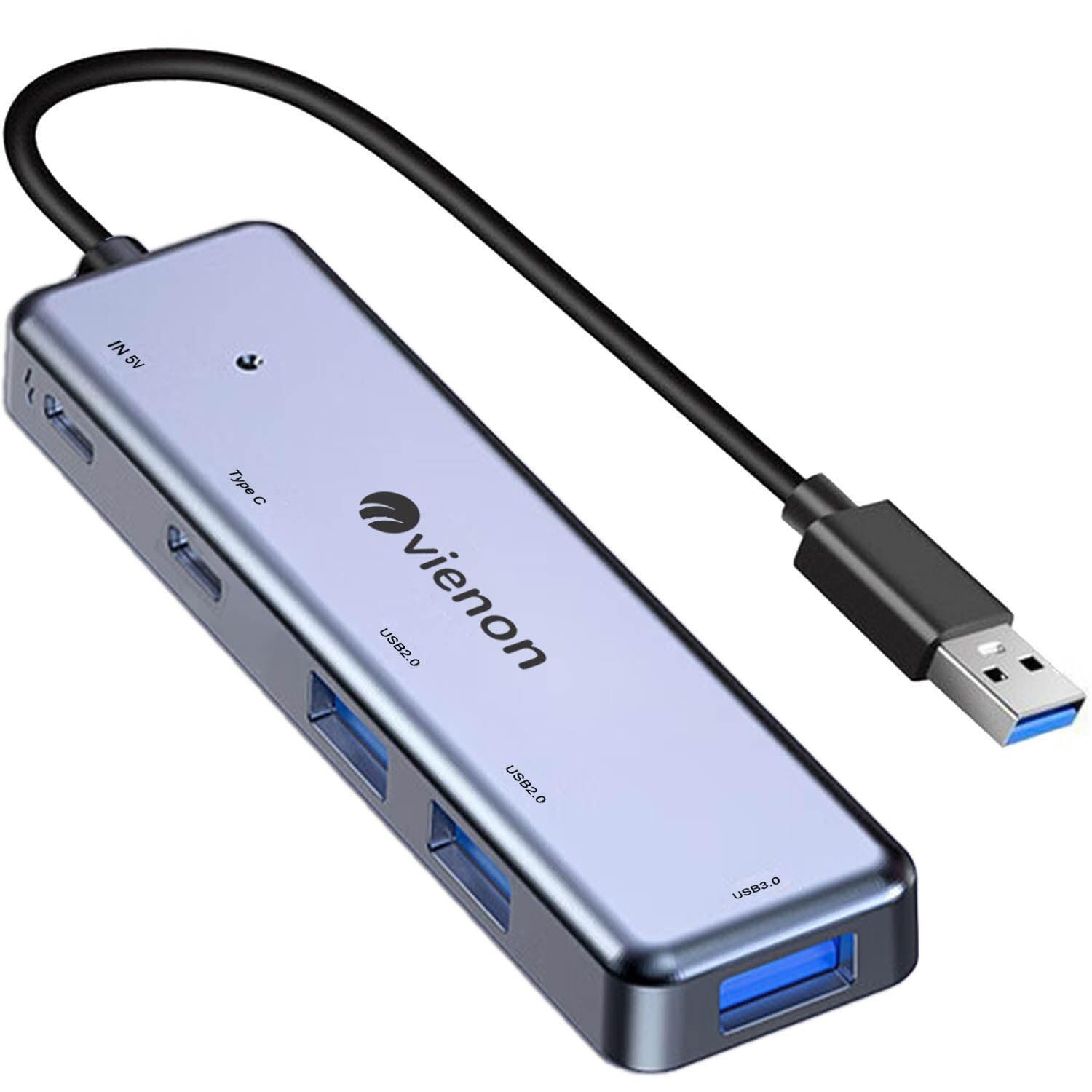 USB 3.0 Hub 5 in 1, USB Splitter with USB-C Power Port, USB-C Data Port, USB …