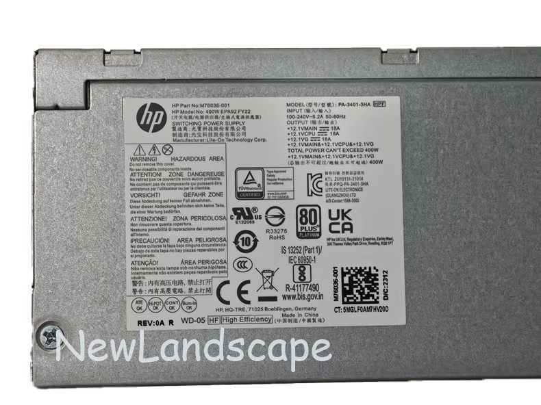 HP ProDesk 680 800 G9 400W Power supply M76036-001