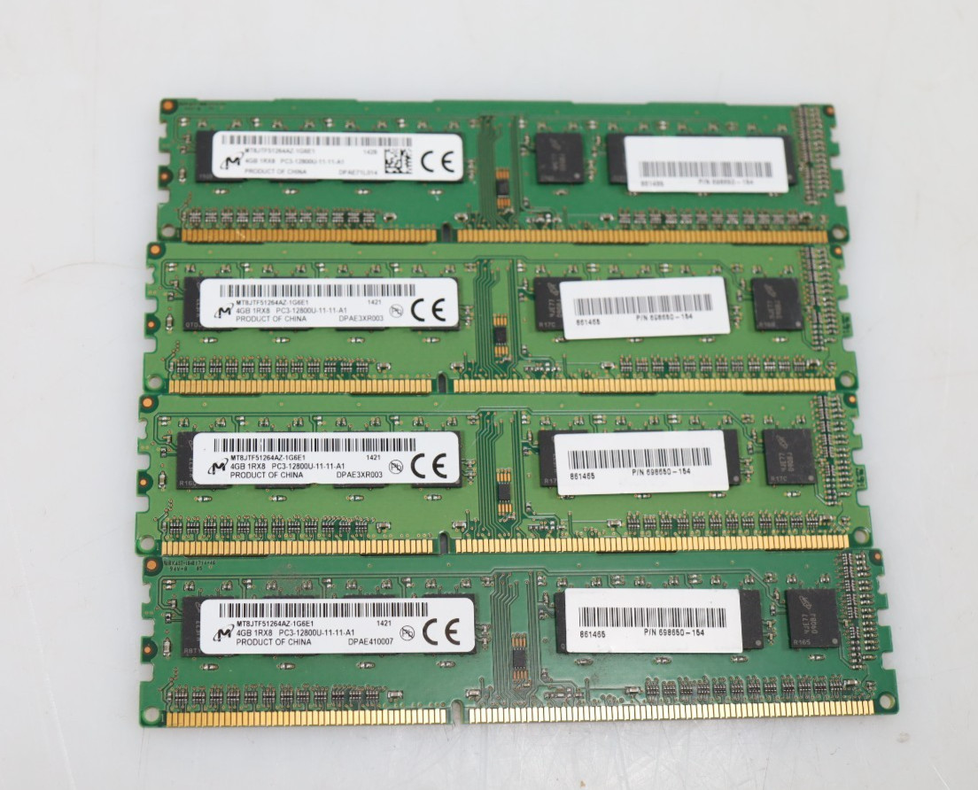 Lot 4x 4GB (16GB) Micron MT8JTF51264AZ-1G6E1 PC3-12800U Desktop Memory
