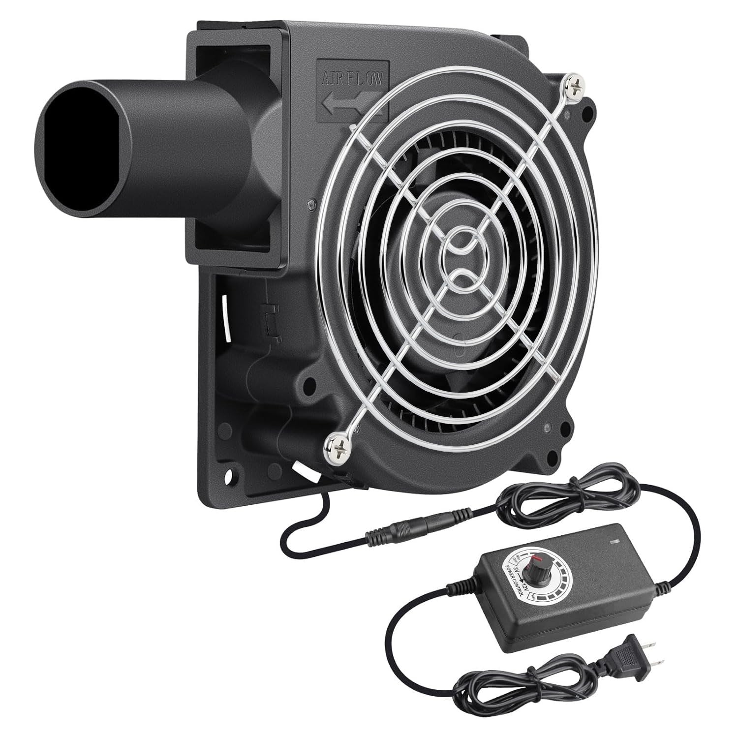 120mm Dual Ball Blower Fan 12V AC Plug Variable Speed for BBQ Smoker DIY
