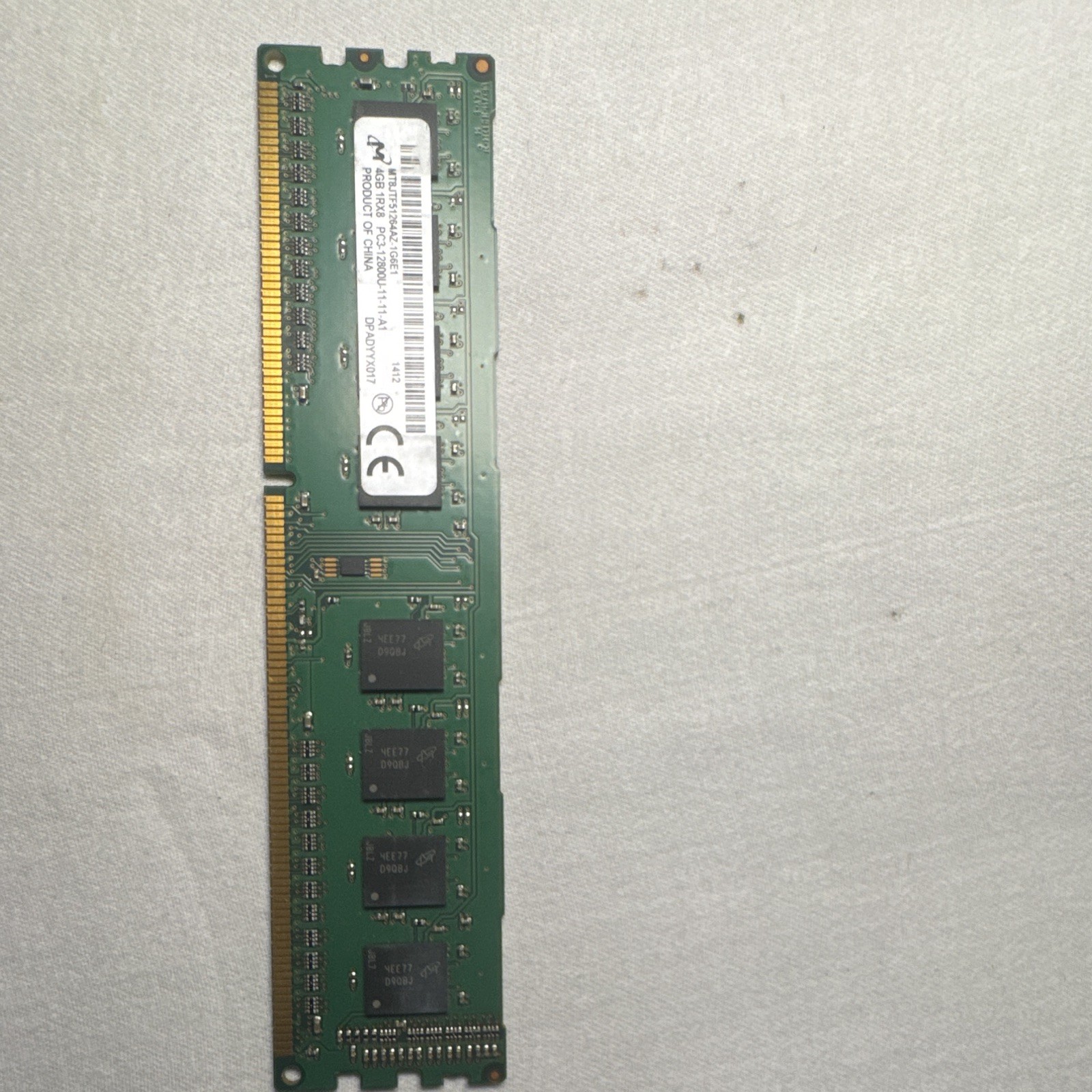 Micron 4GB PC3-12800U DDR3 240-Pin UDIMM MT8JTF51264AZ-1G6E1