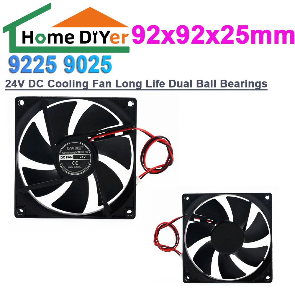 92mm x 92mm x 25mm 9225 9025 24V DC Cooling Fan Long Life Dual Ball Bearings
