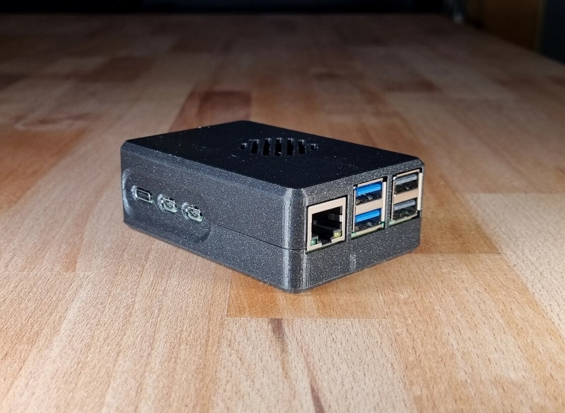 Raspberry Pi 5 + Pimoroni NVME Base Case 3D Printed