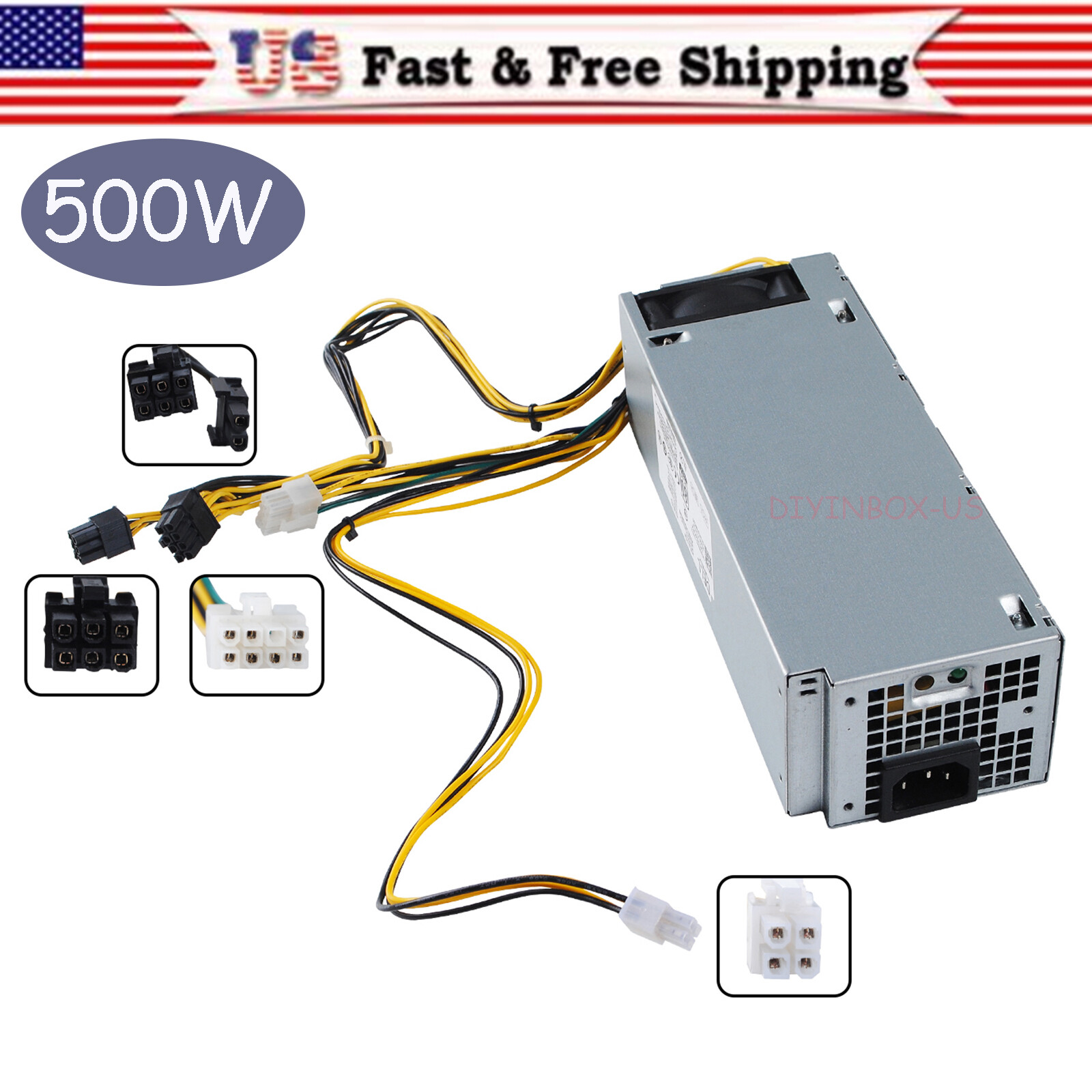 500W New Power Supply PSU For Dell 7040 3650 3040 3046 DPS-500EM-00A 4+6+8+8 pin