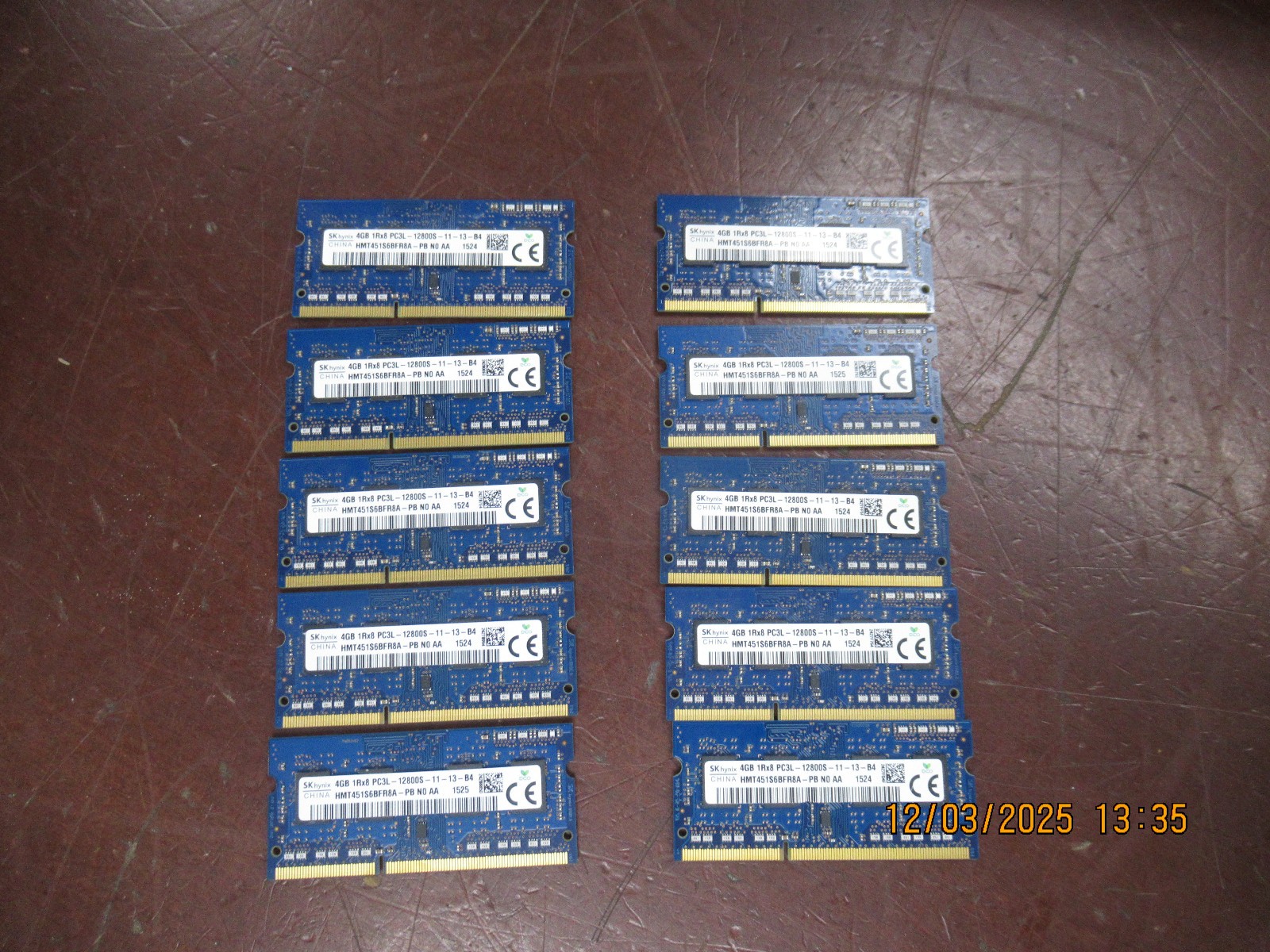 Lot of 10 SKHynix 4GB 1Rx8 PC3L-12800S DDR3-1600MHz Memory HMT451S6BFR8A-PB