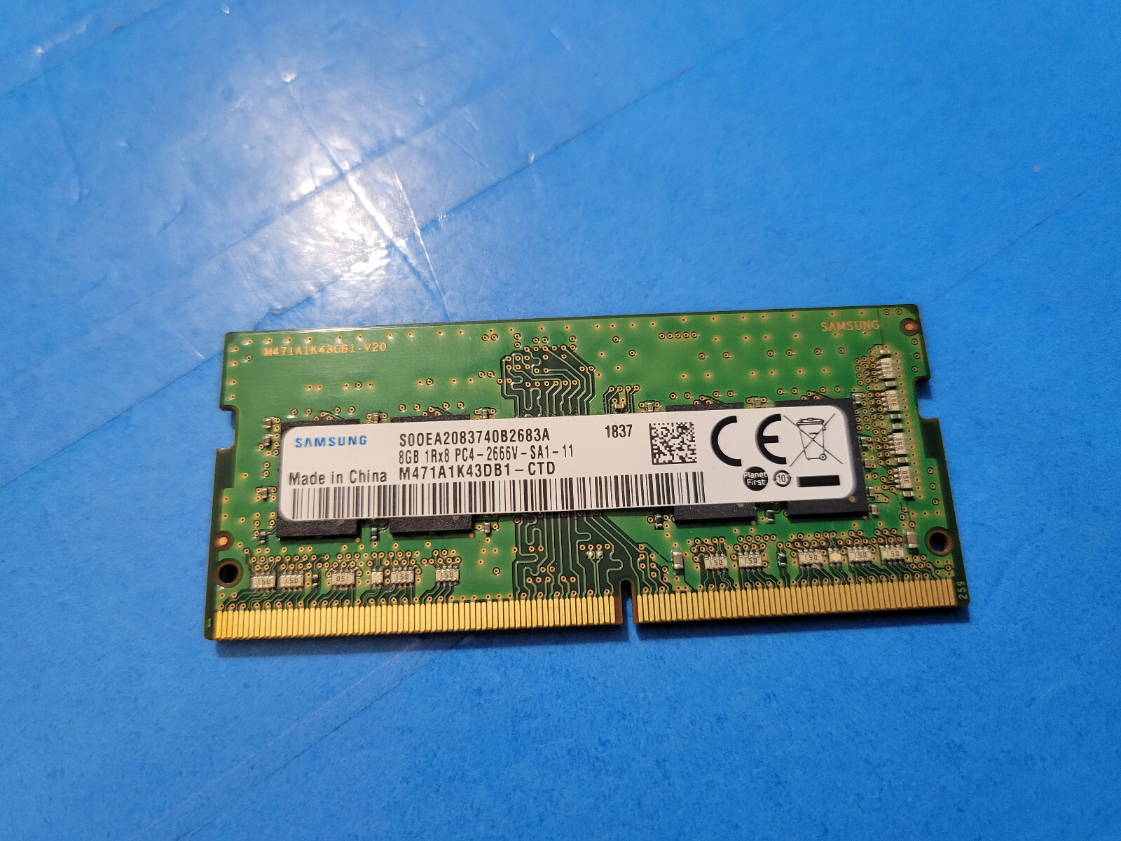 SAMSUNG 8GB 1RX8 PC4-2666V-SA1-11-M471A1K43DB1-CTD-LAPTOP MEMORY