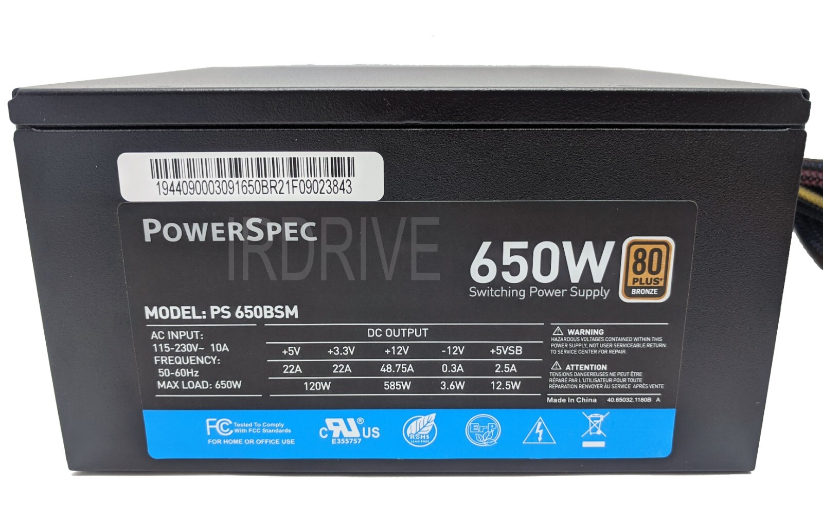 PowerSpec PS650BSM 650W 80Plus Bronze 2x PCIE Semi-Modular ATX 12V Power Supply