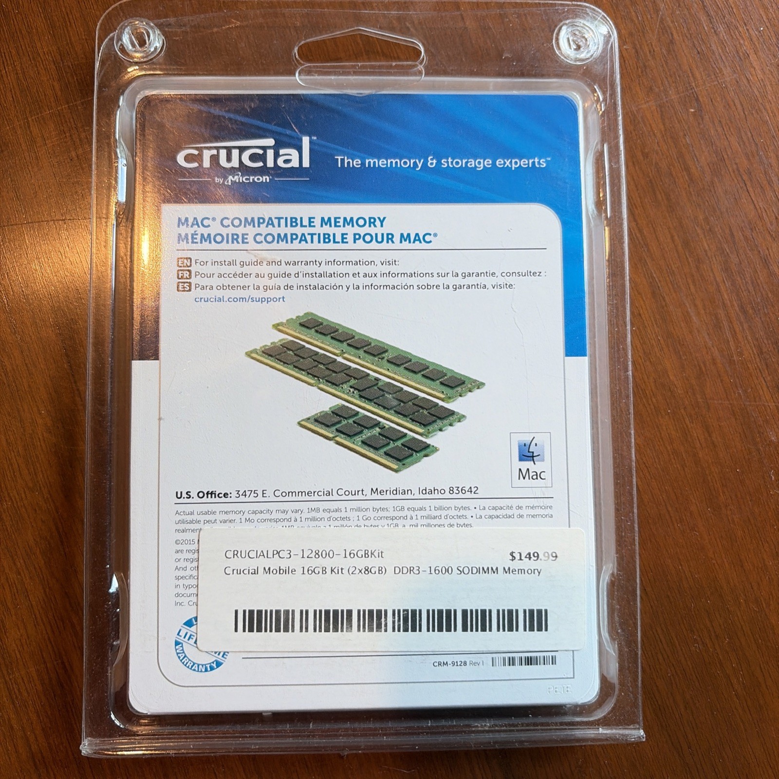 (NEW) CRUCIAL 8GB (2x4GB)DDR3L-1600 SODIMM Laptop Memory RAM
