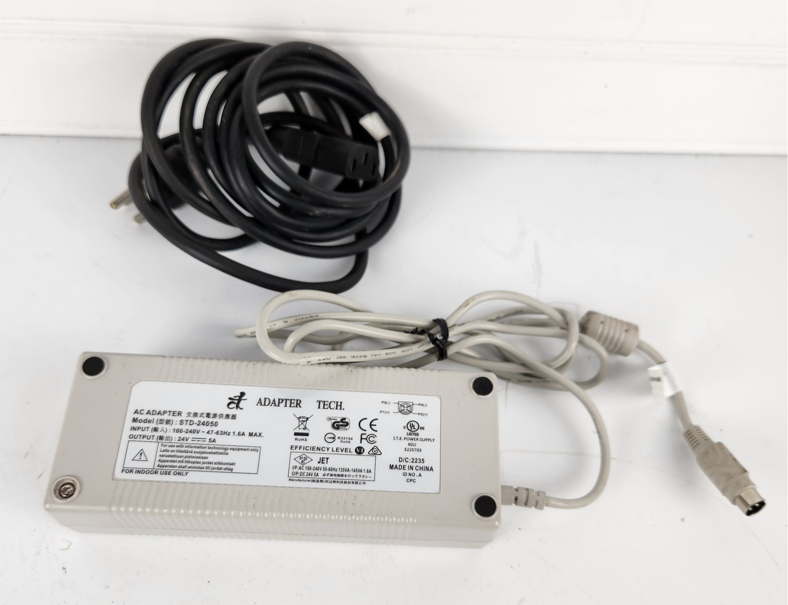 Adapter Tech STD-24050 AC Adapter 24V 5A Power Supply 4-Pin DIN Connector