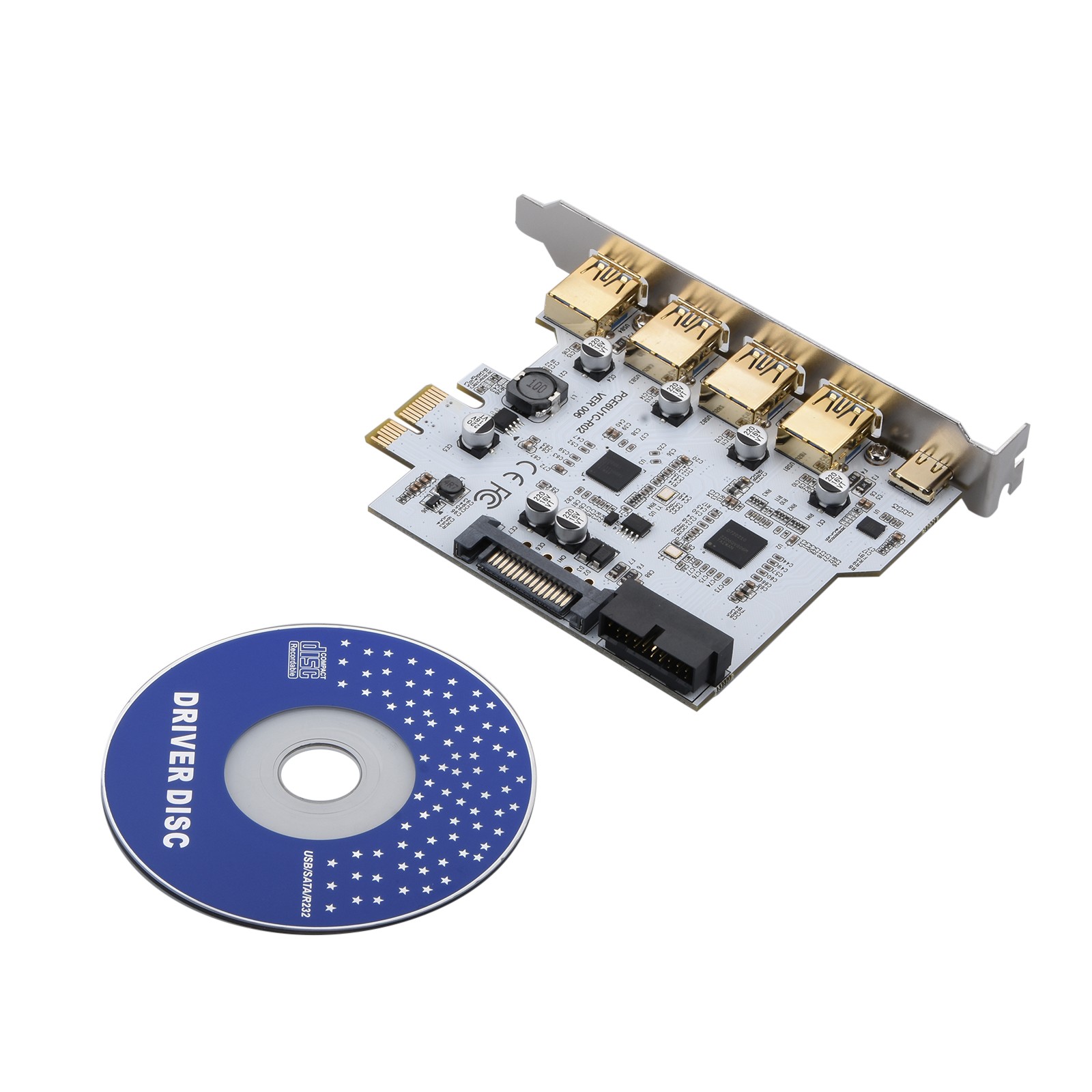1pc PCIE to USB3.2 GEN1 Expansion Card Type-A Type-C PCI Converter for WIN7/8/10