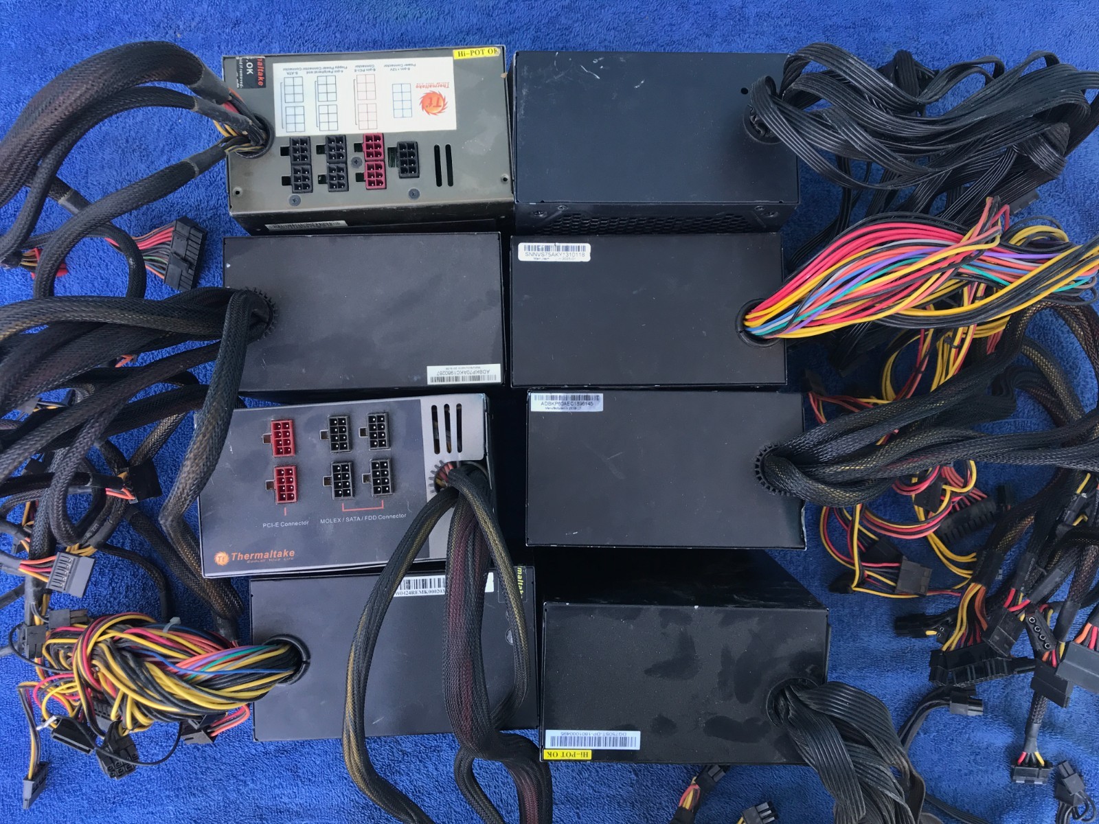Power Supply- Lot of 8 Mixed Thermaltake/Aerocool/Redragon – Dead PSUs for Parts
