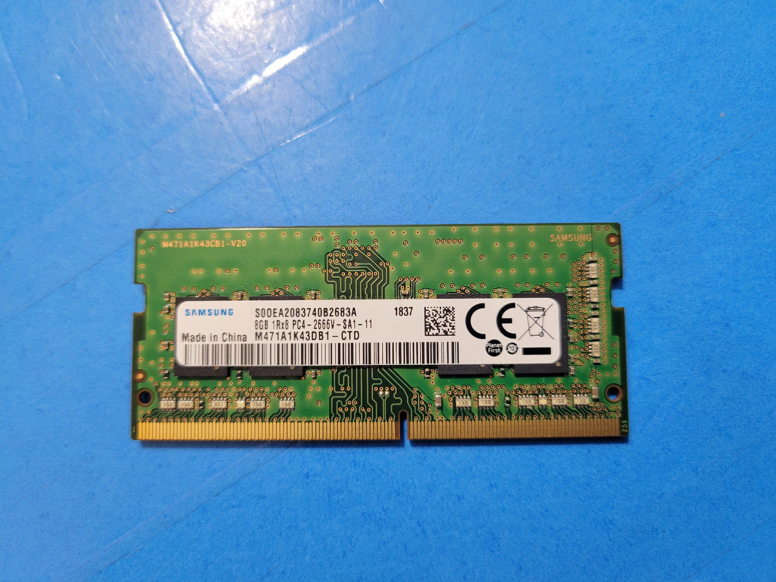 SAMSUNG 8GB 1RX8 PC4-2666V-SA1-11-M471A1K43DB1-CTD-LAPTOP MEMORY