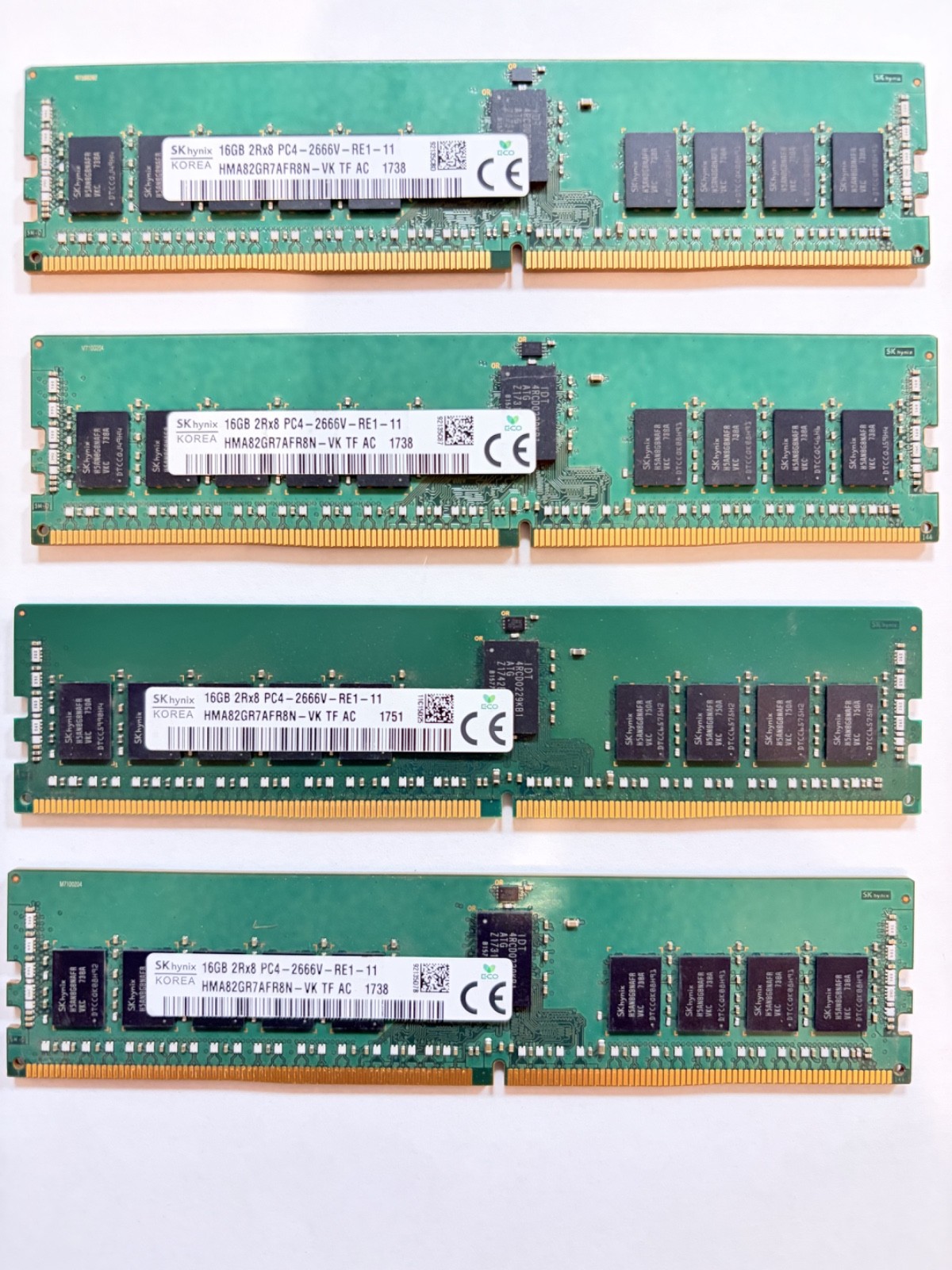 4 x SK Hynix 16GB 2Rx8 PC4-2666V RE1-11 HMA82GR7AFR8N-VK