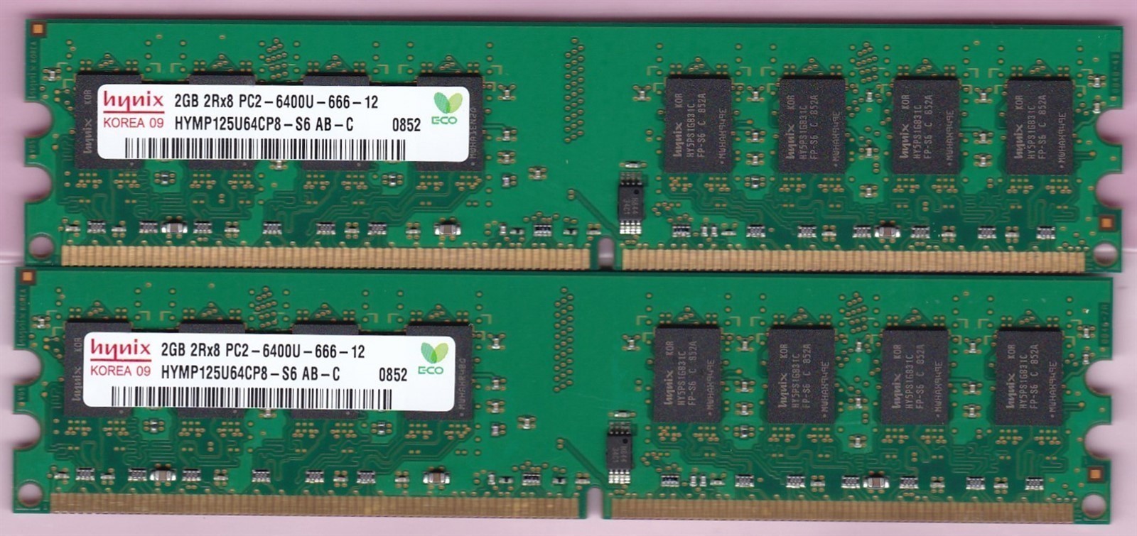 4GB 2x2GB PC2-6400 DDR2-800 HYNIX HYMP125U64CP8-S6 AB-C Desktop Ram Memory Kit
