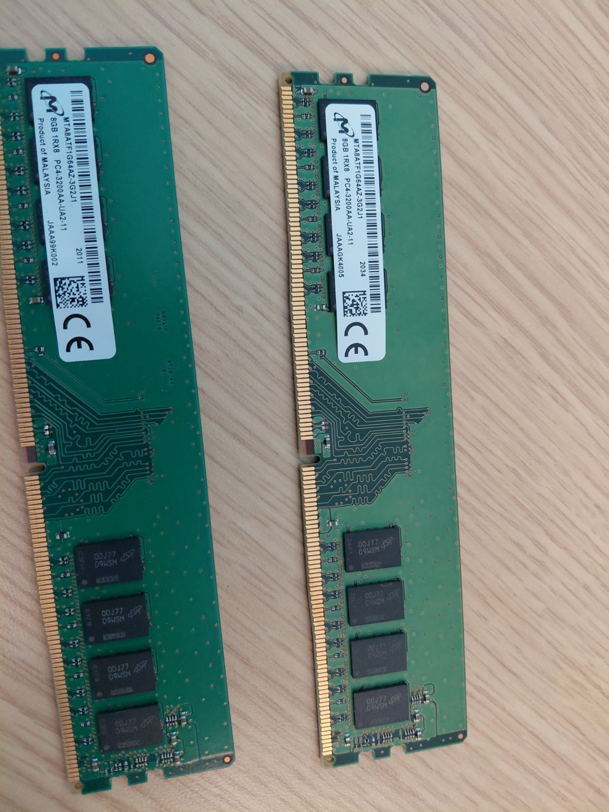 Micron MTA8ATF1G64AZ-3G2J1 16GB (2x 8GB) 16GB 1Rx8 PC4-3200AA Desktop RAM UDimm