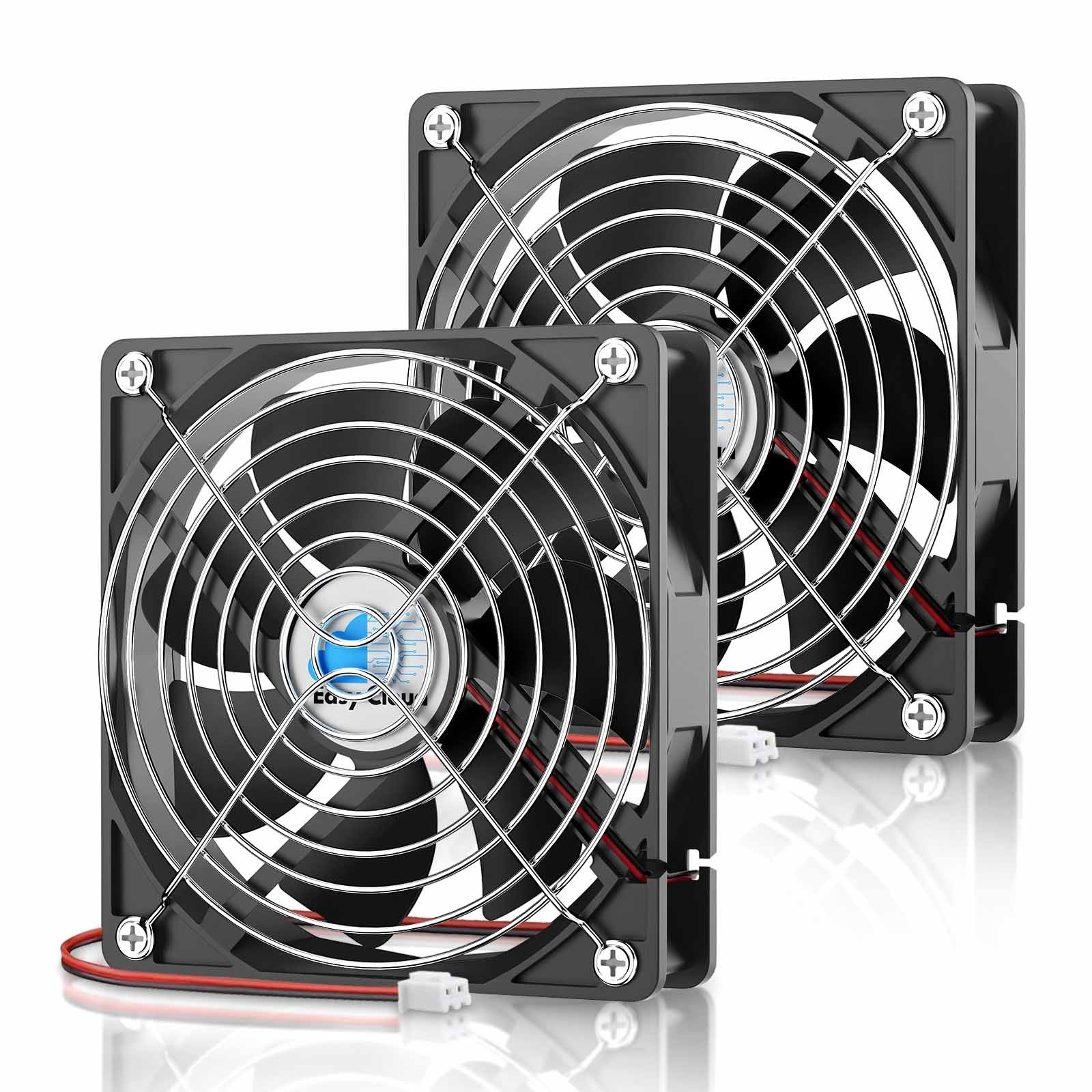 2 Pcs 120mm 12V 2-Pin DC Computer Fan 1800RPM Dual Ball Bearing 12 Volt