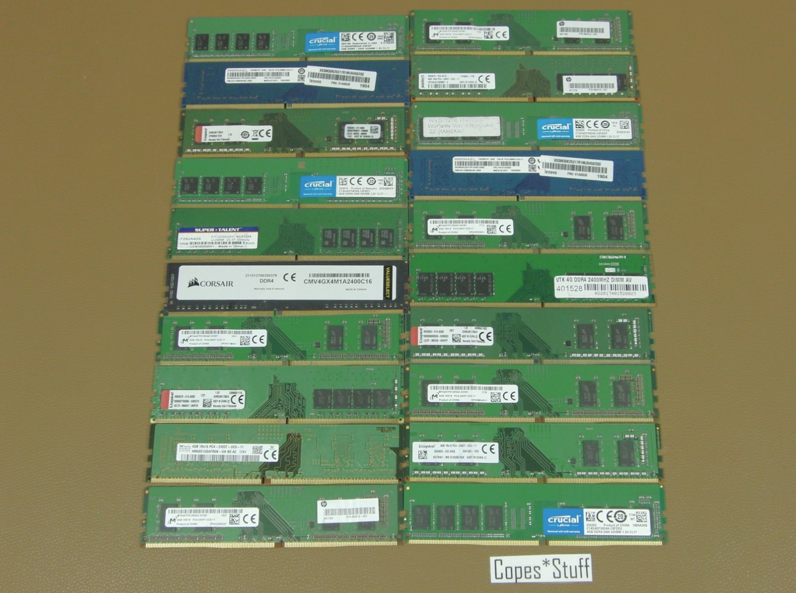 Lot (20) x 4GB DDR4 PC4-19200 2400MHz Mixed Brand / Model