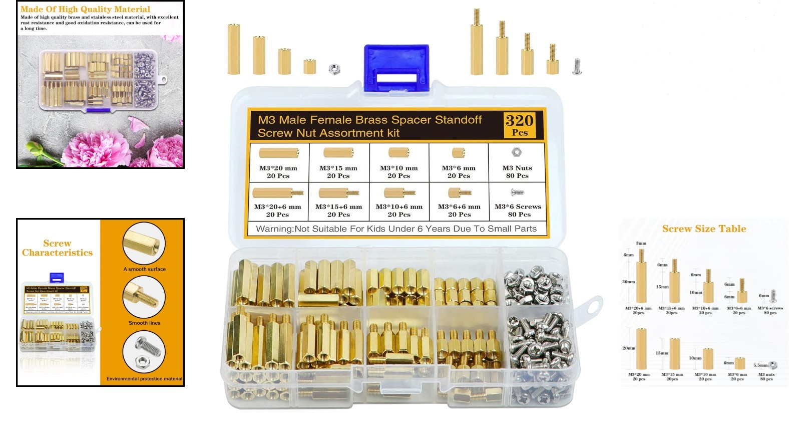 320-Pcs Motherboard Standoff Kit with Brass Screws for Seamless Assembly