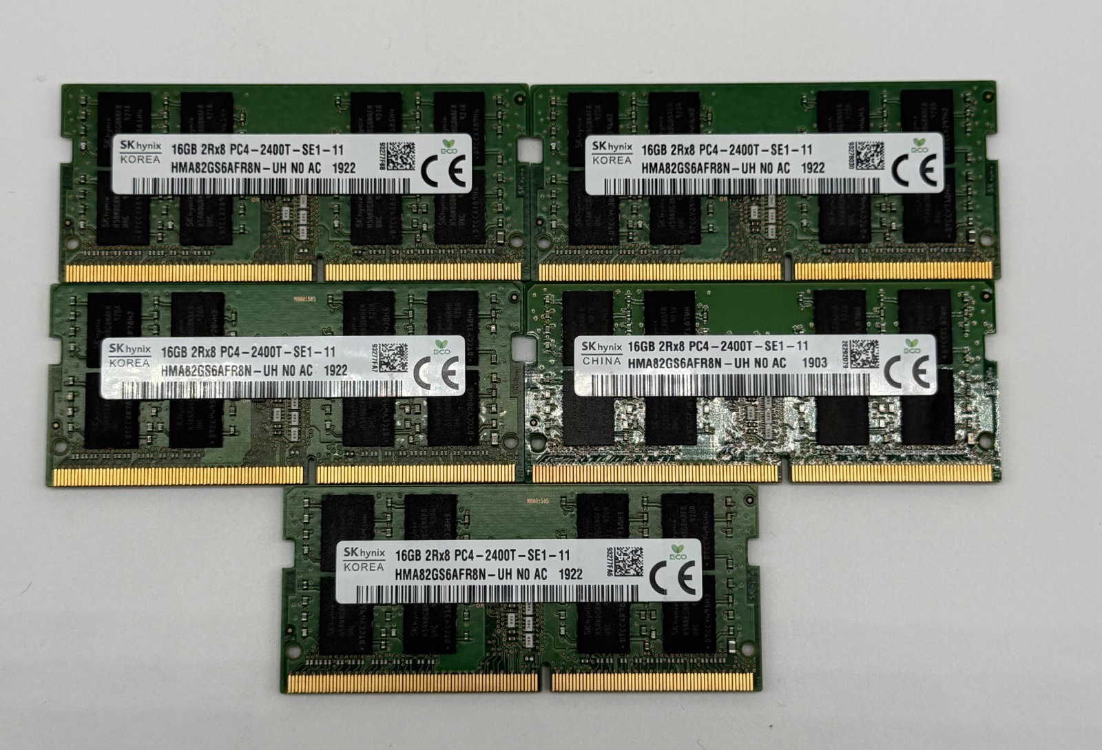 SK HYNIX 16GB 2RX8 DDR4-2400T-SE1-11 PC4-19200 HMA82GS6AFR8N SODIMM LOT OF 5