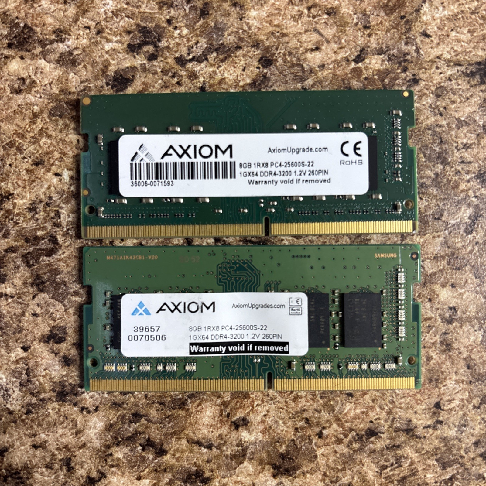 AXIOM 8GB 1Rx8 PC4-25600S-22 1Gx64 DDR4-3200 1.2V 260Pin lapto Memory RAM SODIMM