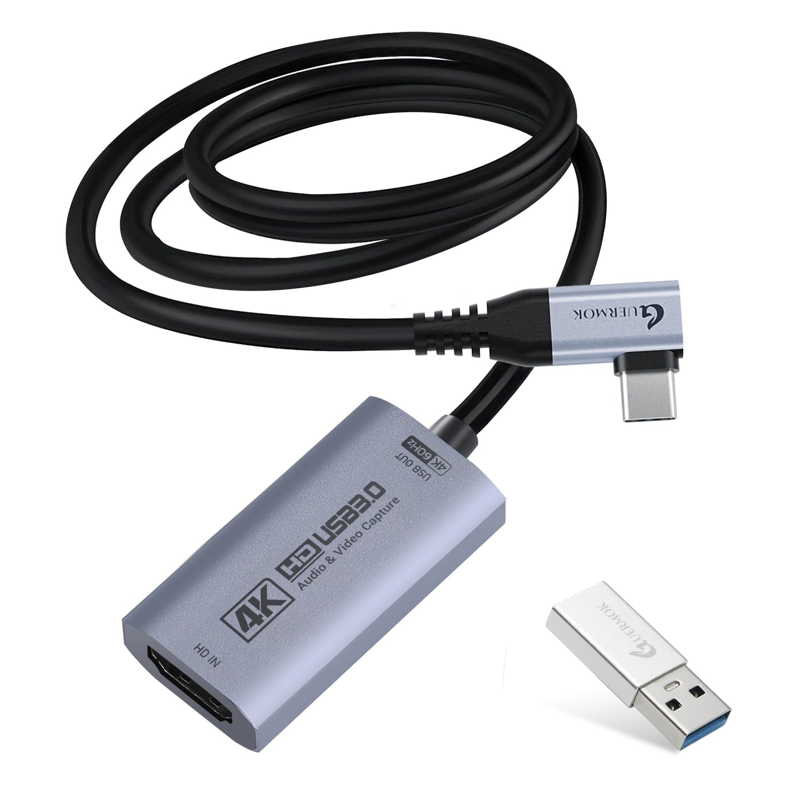 4K60FPS Video Capture Card, 90° USBC, 3.3ft, 2K144PS USB 3.0 HDMI to USB C/A …