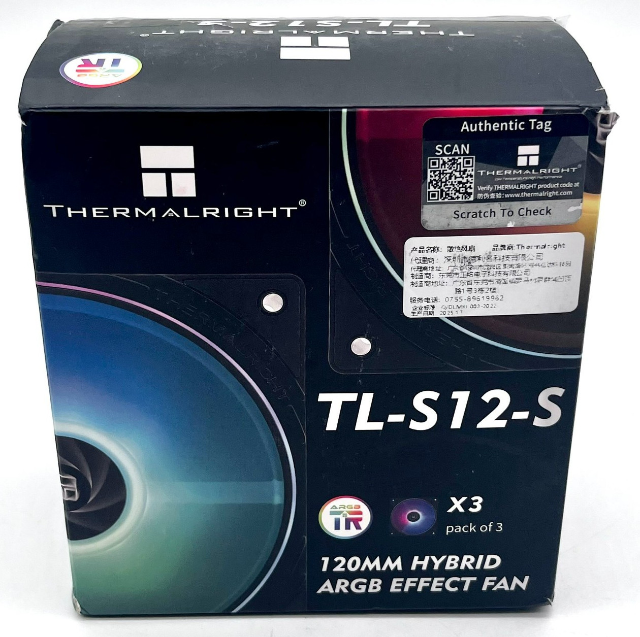 Thermalright TL-S12-S X3 120mm ARGB Lighting 12 Volts CPU Fan – Black