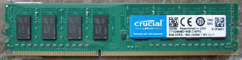 Crucial DIMMs, 16GB (2x8GB), DDR3-1600, PC3-12800, 1.35V, CT102464BD160B.C16FPD