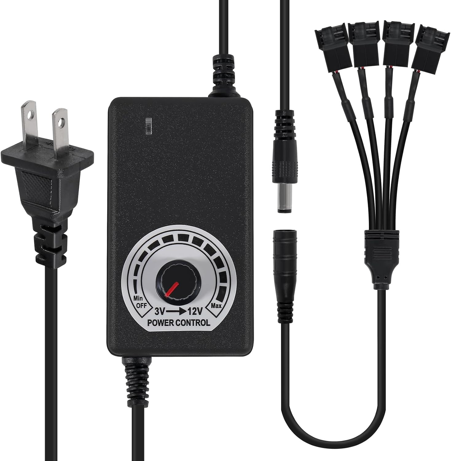 12V PC Fan Speed Controller, Fan Power Supply 100-240V AC to 3-12V DC