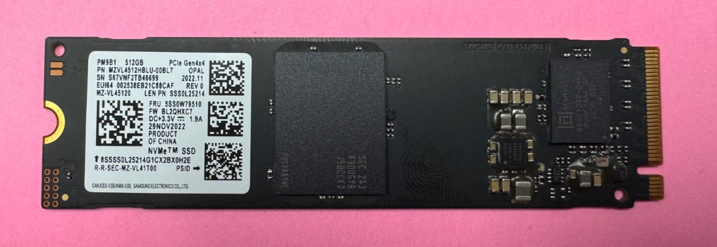 Samsung Lenovo SSD PM9B1 512GB PCle Gen 4×4 MZVL4512HBLU-00BL7 SSS0L25214