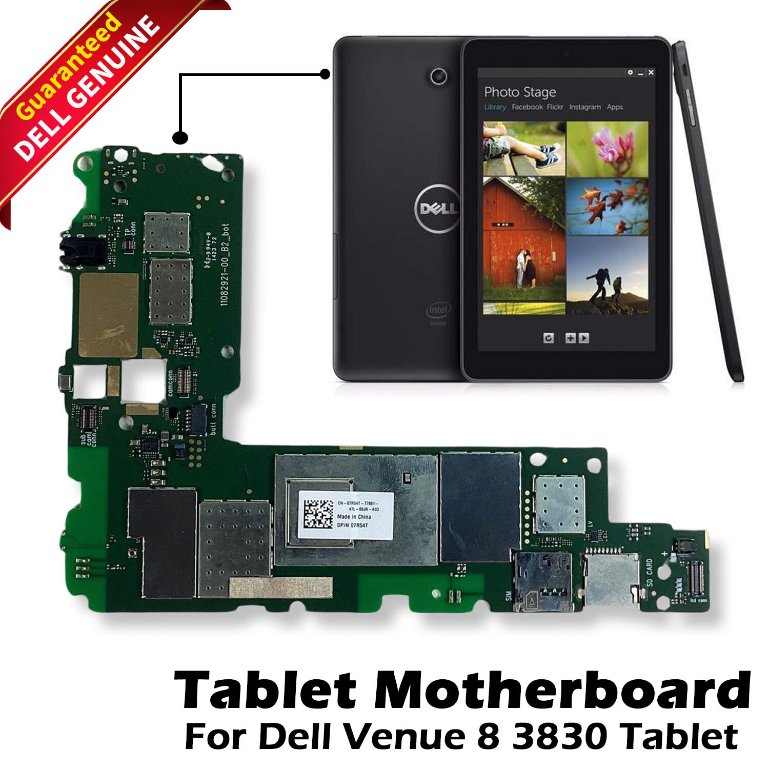 Genuine Dell Venue 8 3830 8.0″ Tablet system Motherboard Intel Y1YKR N5GP0 7R54T