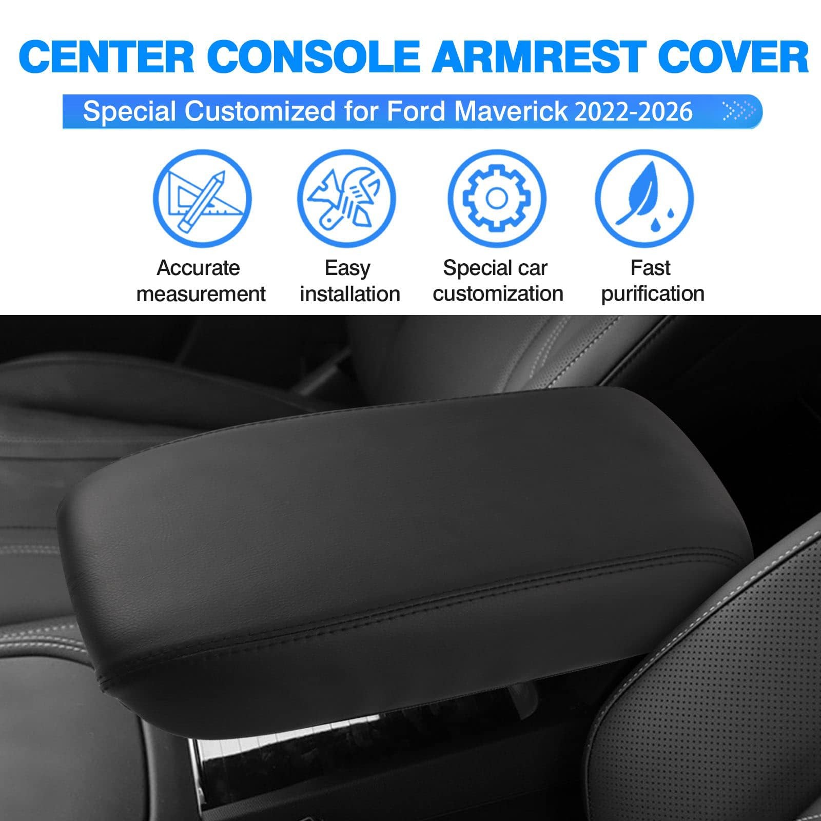 Autorder Center Console Cover for 2022-2025 2026 22-26 Ford Maverick, Black