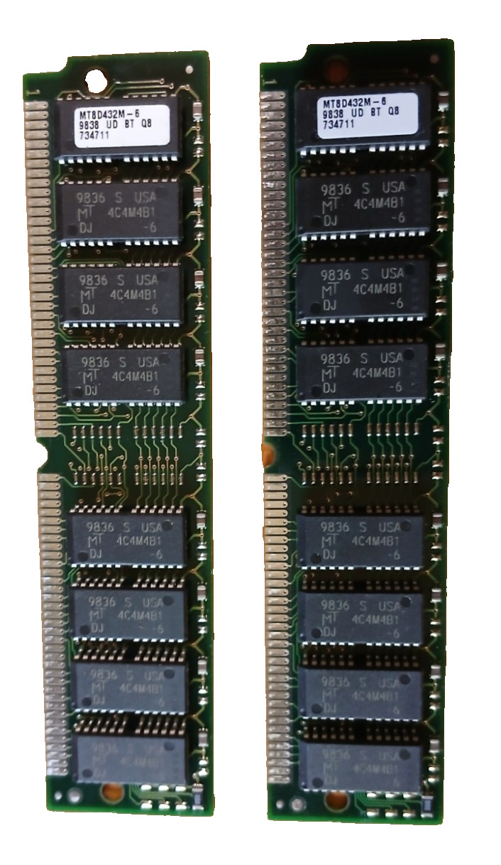 2× 1MB 30‑Pin SIMM – Micron MT8D432M‑6 – 60ns – USA OEM – Tested GOOD